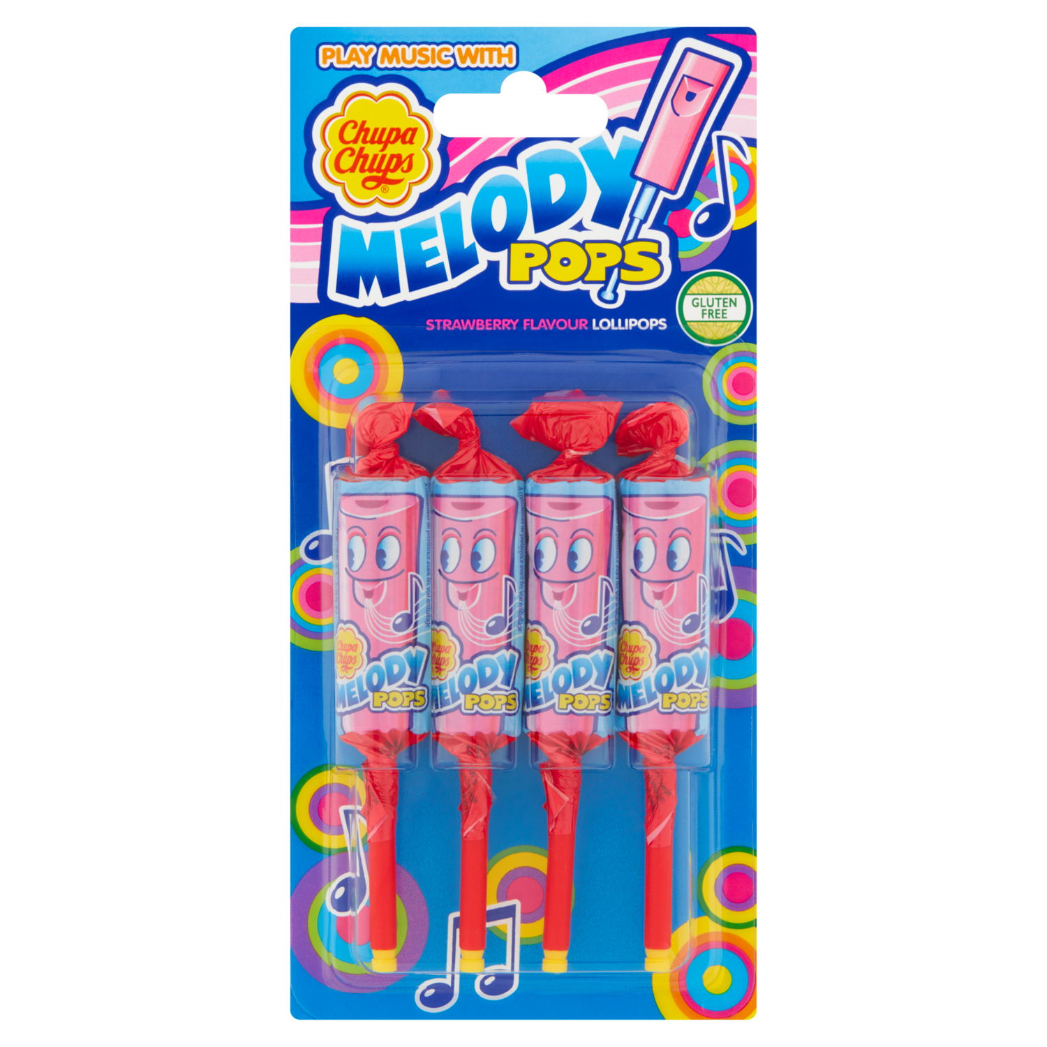 Chupa Chups Fluit lollies Melody Pops Aardbei Lollies Uitdeel SnoepPak 4 stuks