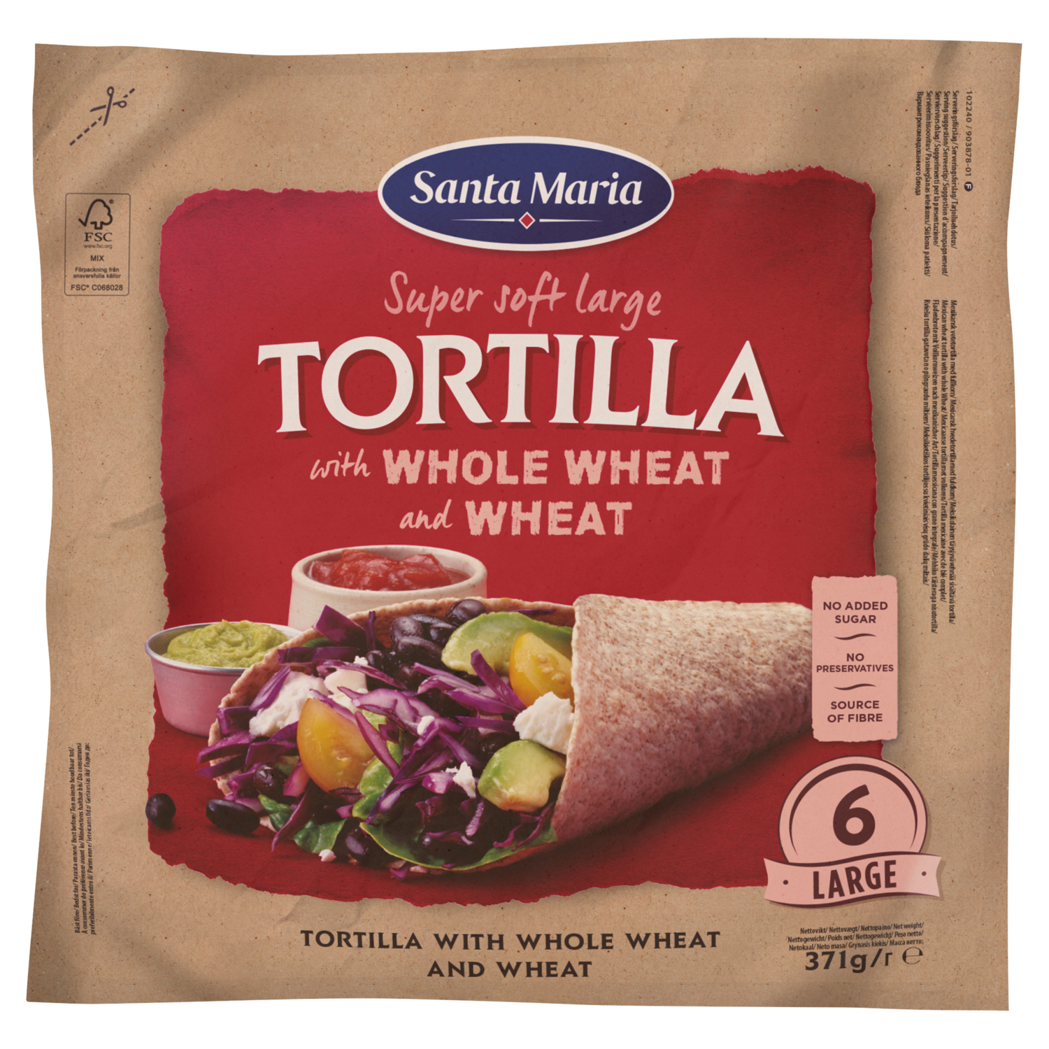 Santa Maria Tortilla whole wheat large 6 stuks