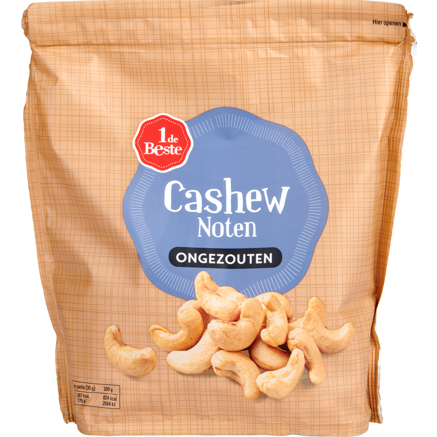 1 de Beste Cashewnoten gebrand ongezouten