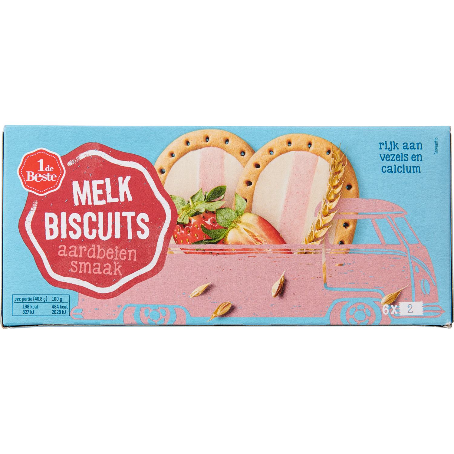1 de Beste Melkbiscuit aardbei 12 stuks