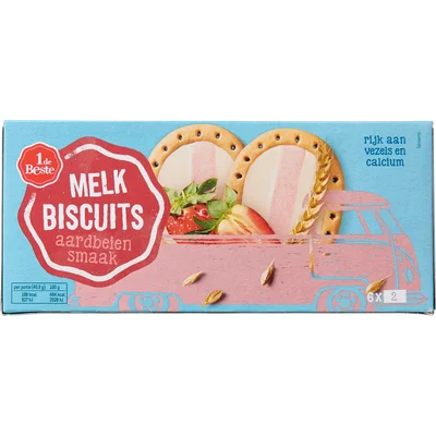 1 de Beste Melkbiscuit aardbei 12 stuks