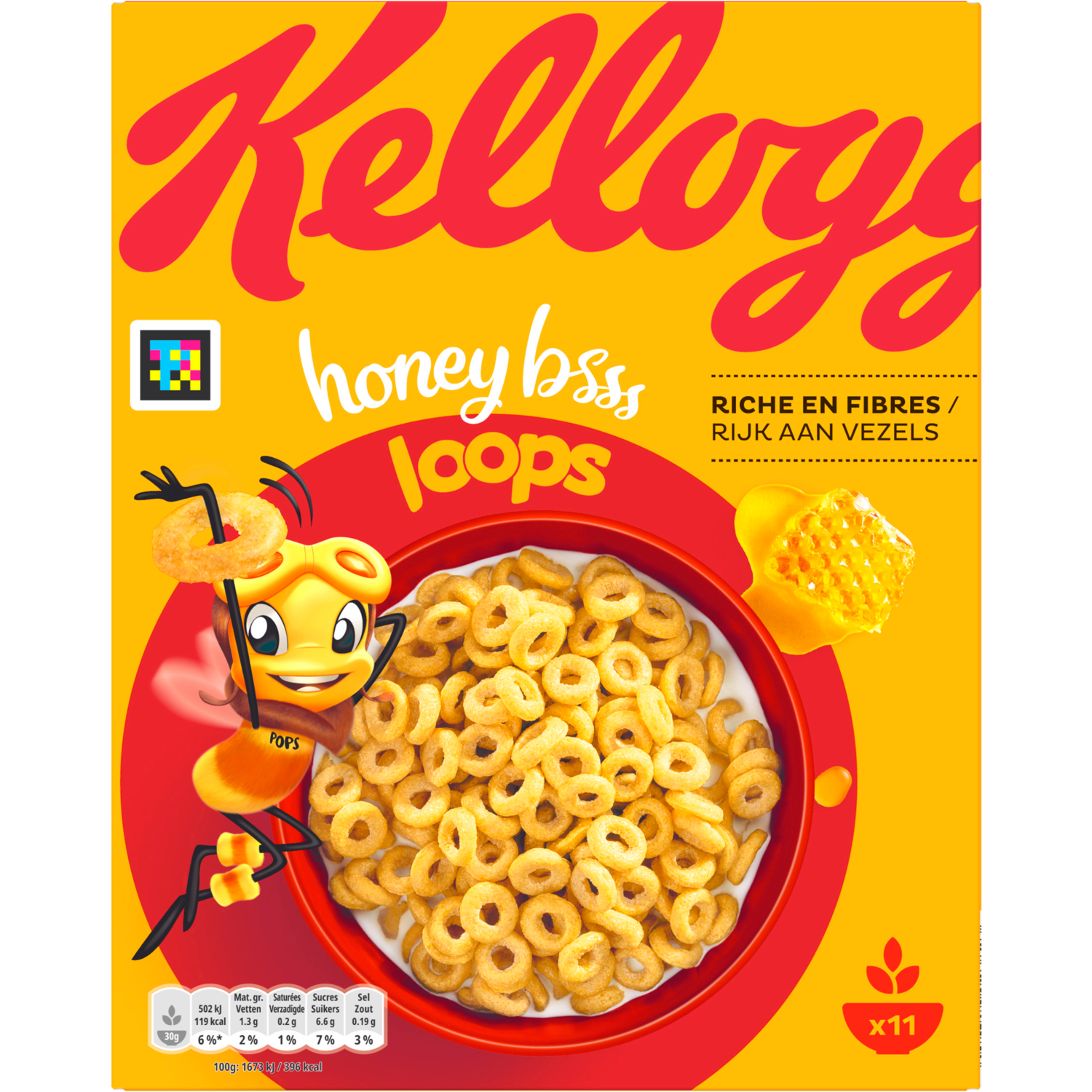 Kelloggs Gemengde volkorengraan honey loops
