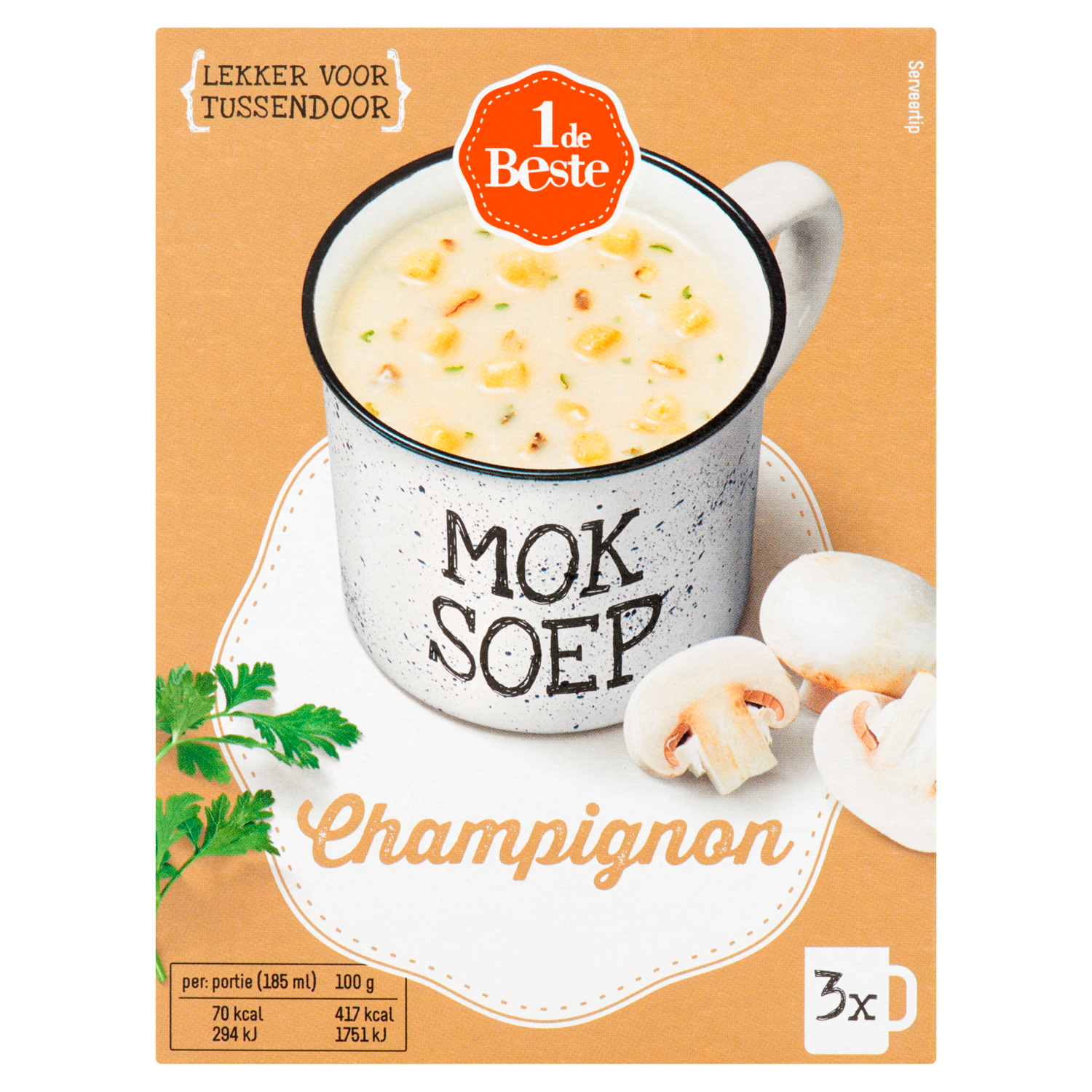 1 de Beste 1 kop soep champignonsoep 3 st.