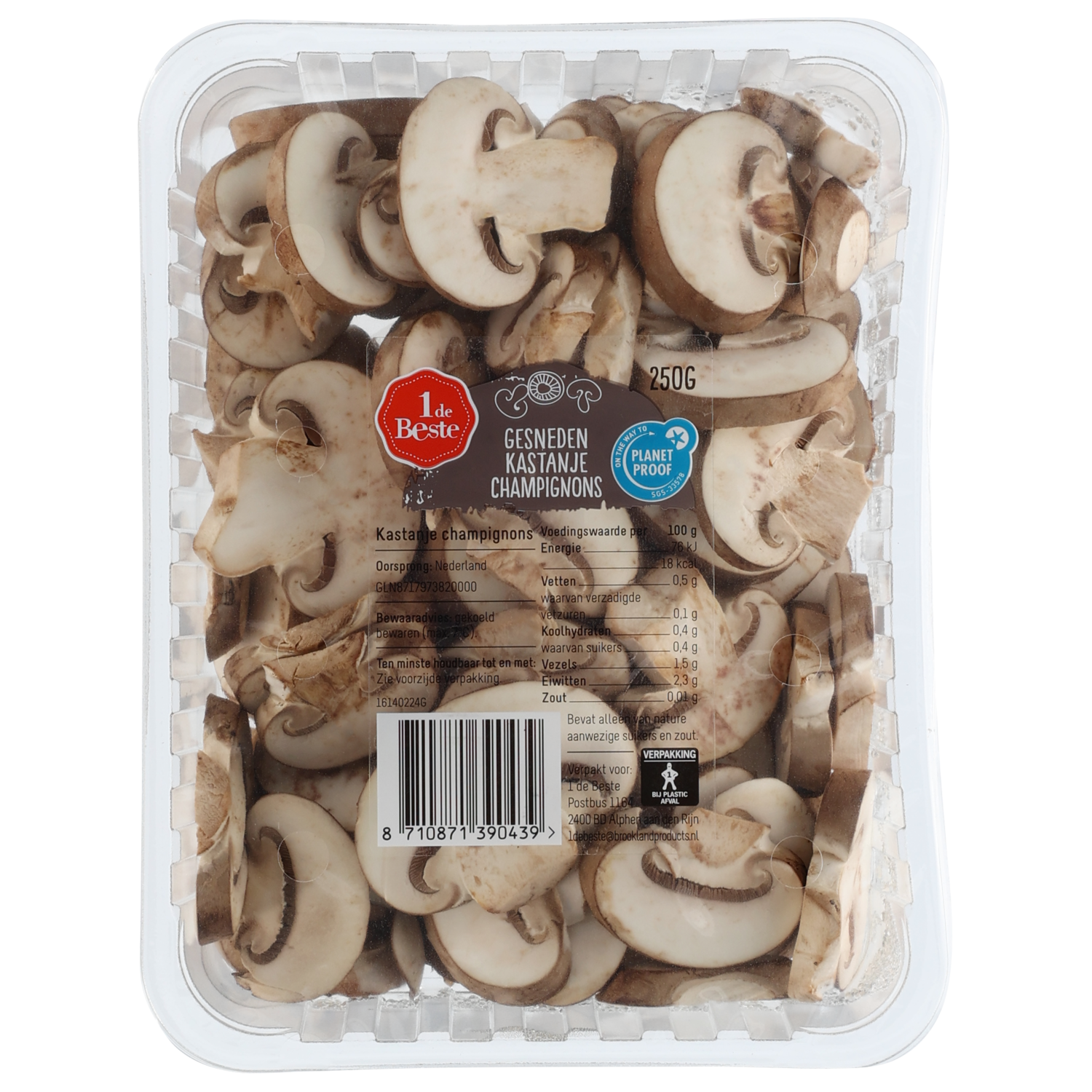 1 de Beste Kastanje champignons gesneden