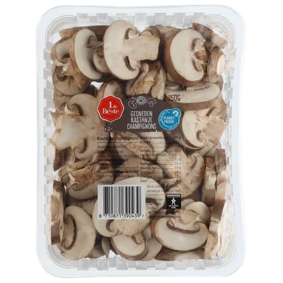 1 de Beste Kastanje champignons gesneden