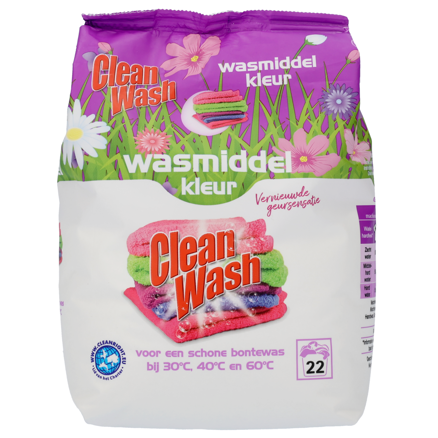 Clean Wash Waspoeder kleur 22 wasbeurten