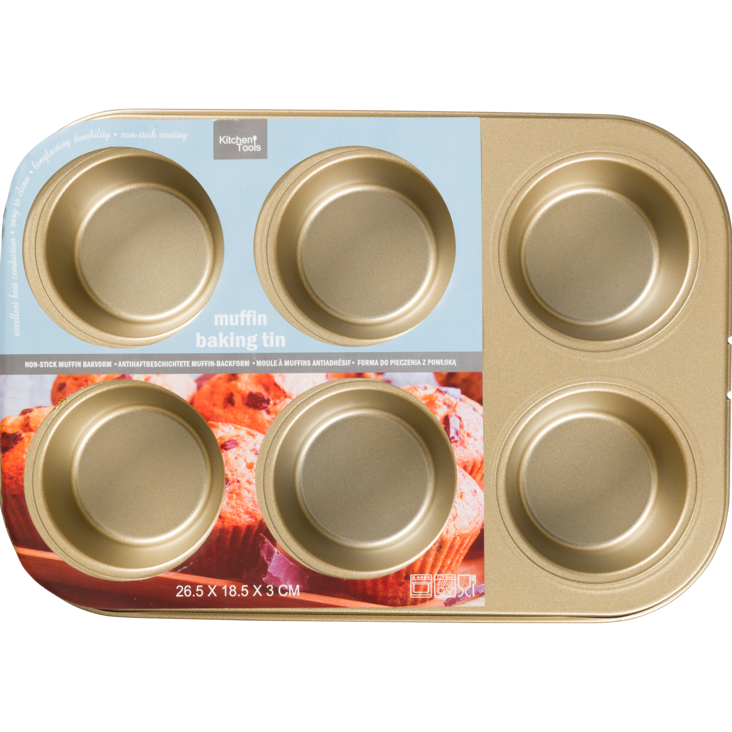 Non food Bakvorm muffins 26x18.5x3cm goud