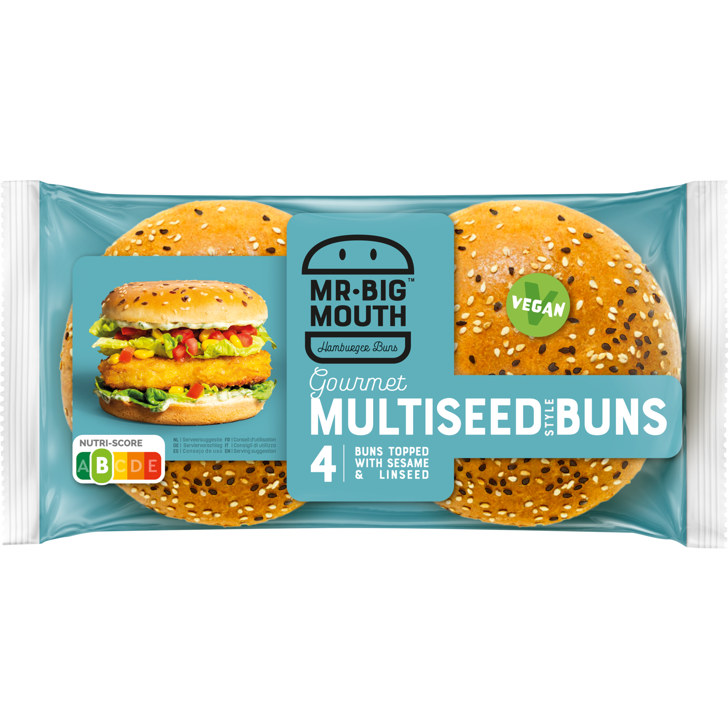 Mr. Big Mouth Hamburger bun multiseeds