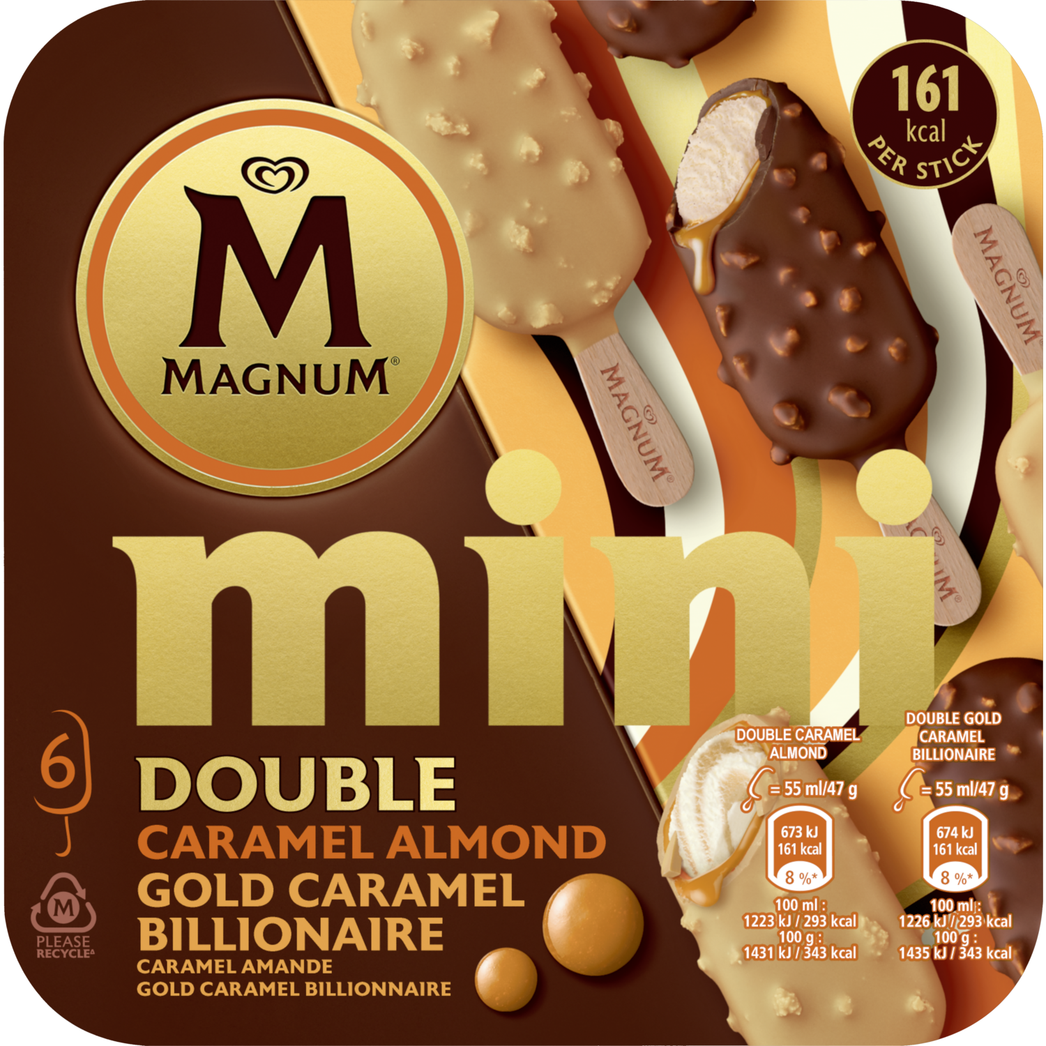 Ola Magnum mini double gold caramel billionair 6 st.