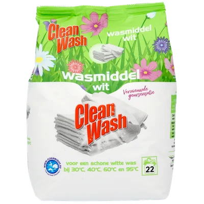 Clean Wash Poeder wasmiddel wit 22 wasbeurten