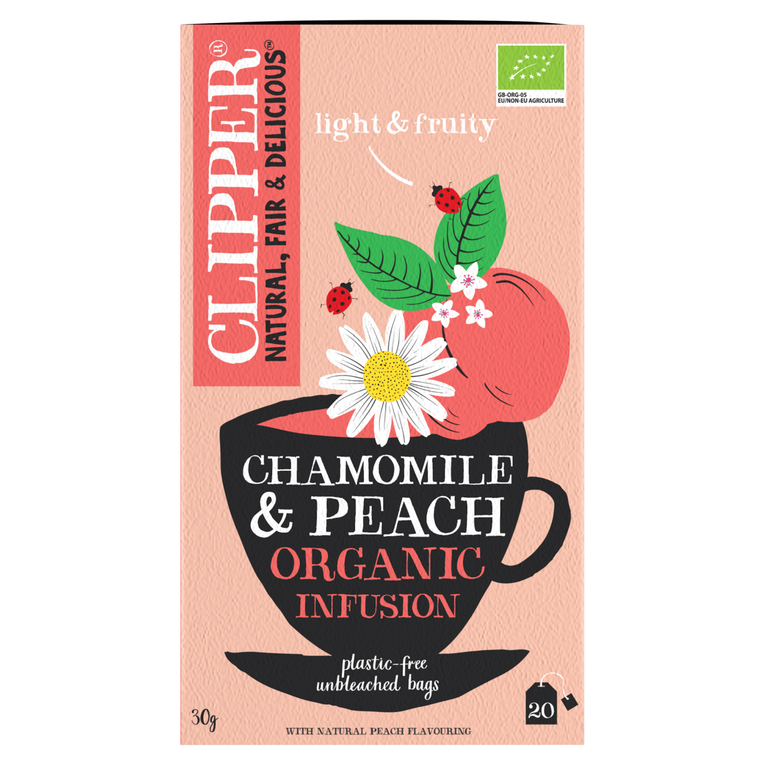 Clipper Kruidenthee chamomile peach bio 20 zk.