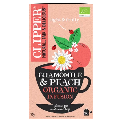 Clipper Kruidenthee chamomile peach bio 20 zk.