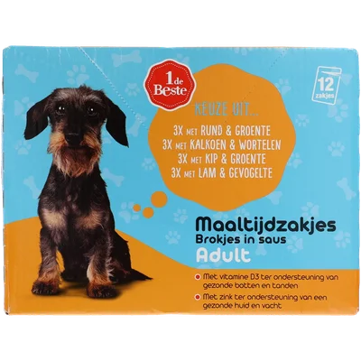 1 de Beste Hondenbrokjes in gelei 4 smaken 12st