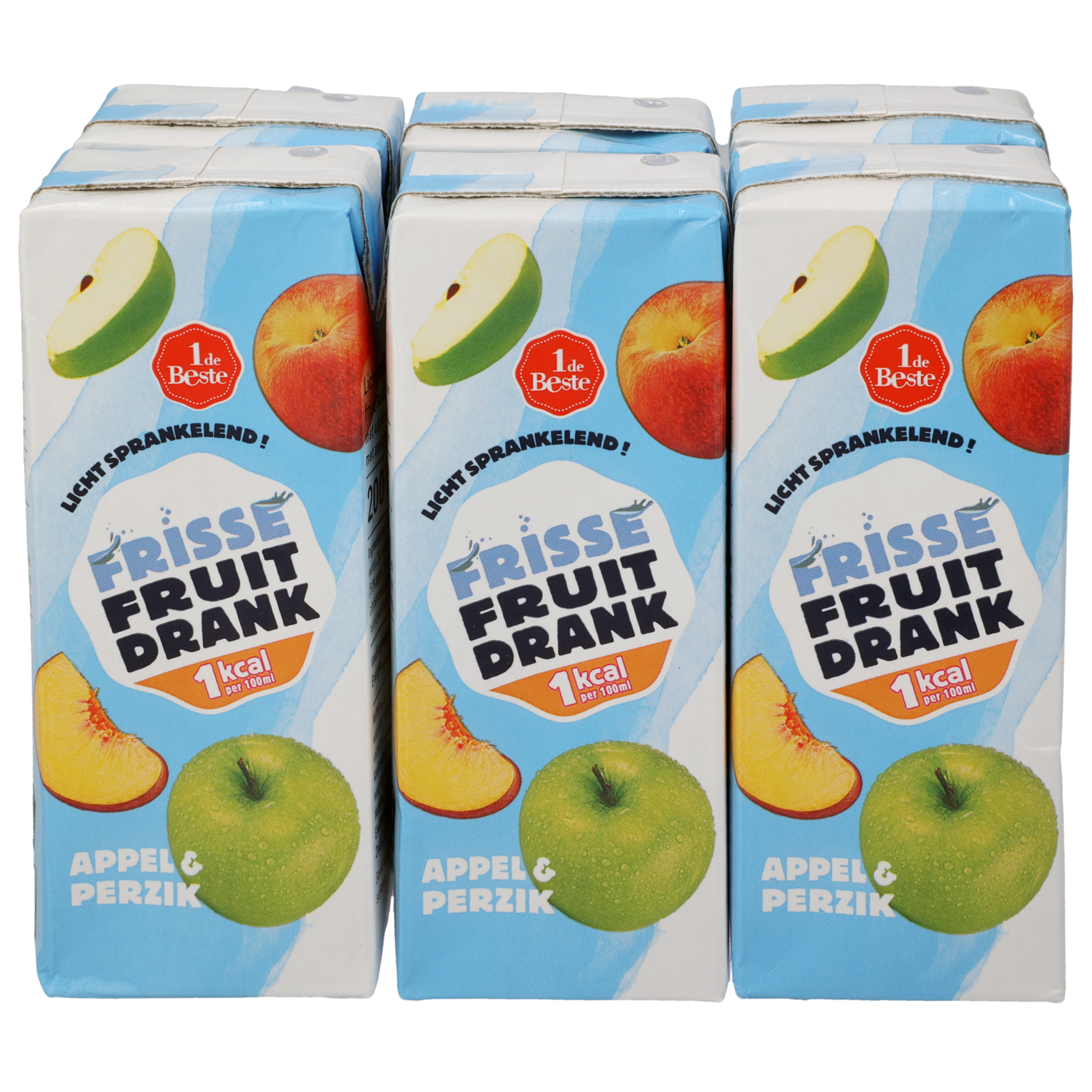 1 de Beste Frisse fruitdrank appel perzik 1 kcal 6 stuks