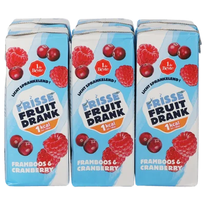 1 de Beste Frisse fruitdrank framboos&cranberry 6x200ml