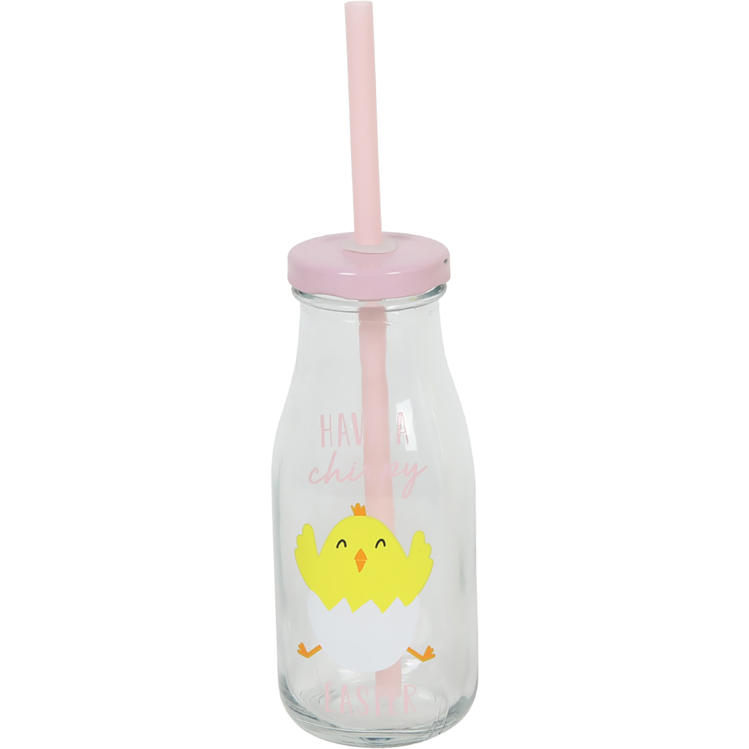 Glazen drinkfles met rietje