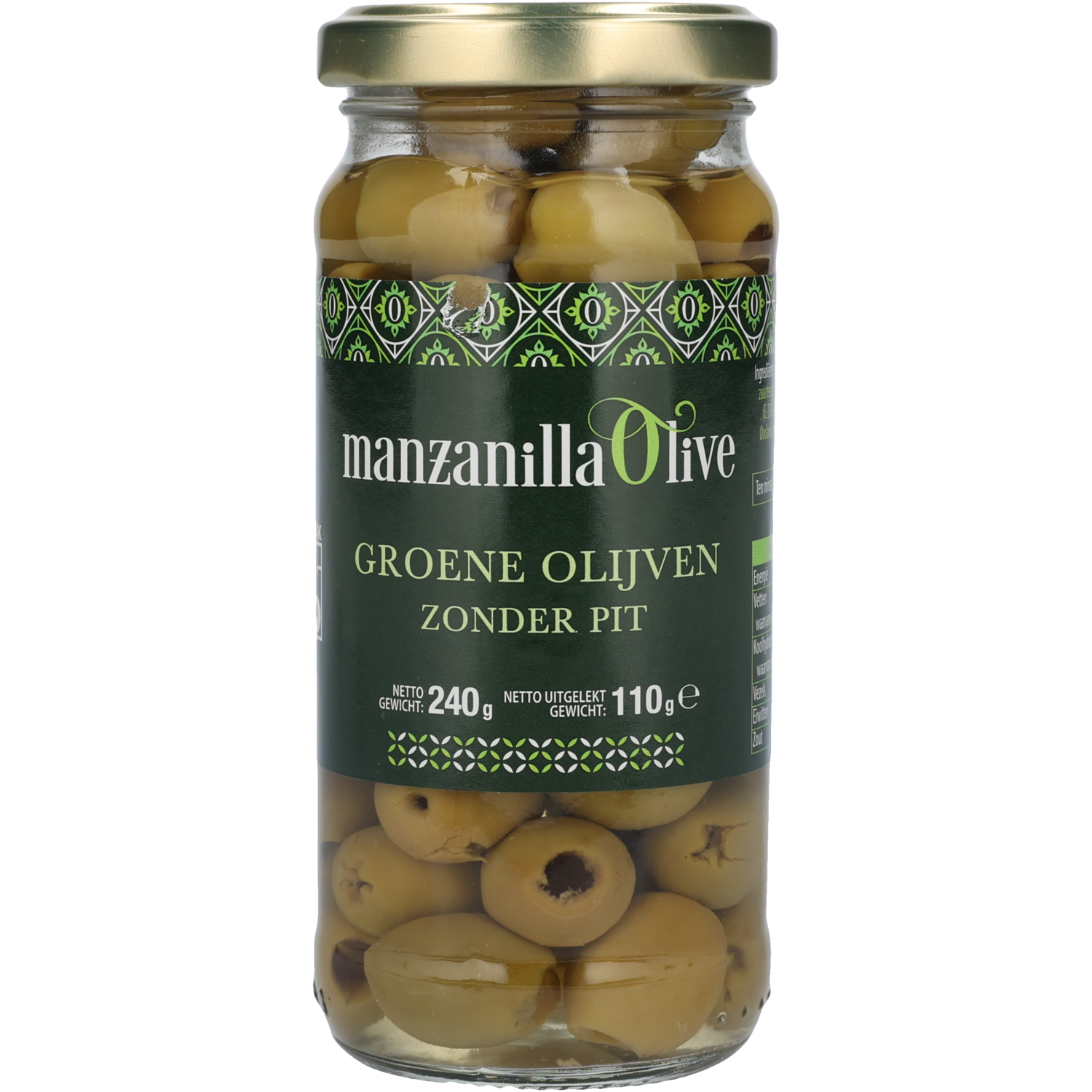 Manzanilla Groene olijven zonder pit