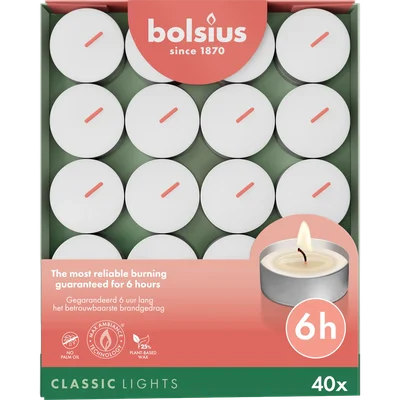 Bolsius Theelichten wit 6 uur