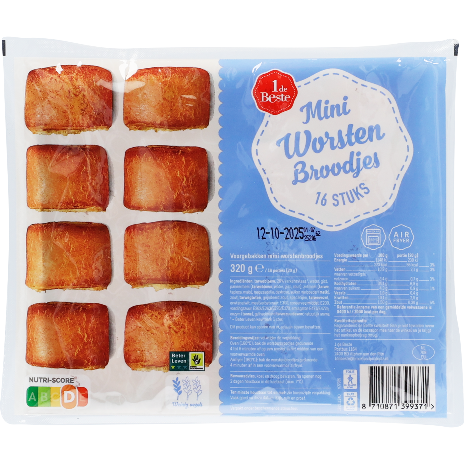 1 de Beste Worstenbroodjes mini 16 st.