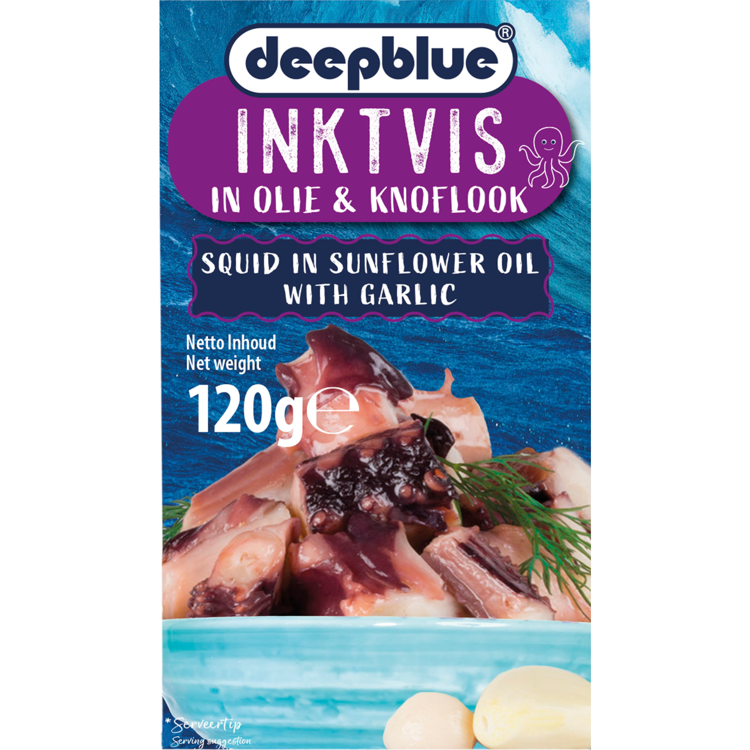 Deepblue Inktvis stukken in olie met knoflook