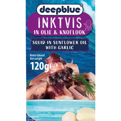 Deepblue Inktvis stukken in olie met knoflook