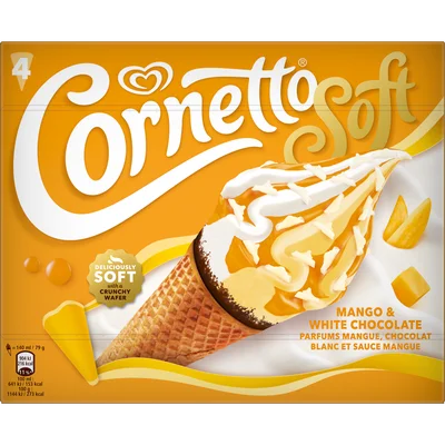 Ola Cornetto soft mango & white choc 4 st.