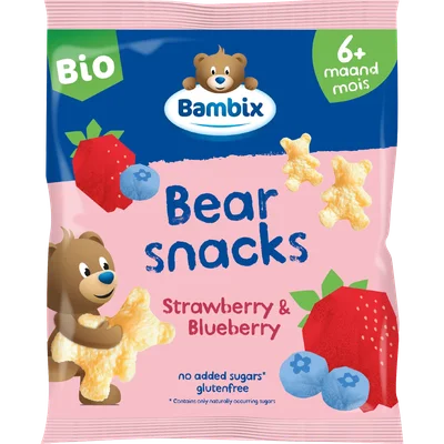 Bambix Berensnacks bio aardbei blauwe bes 6+mnd