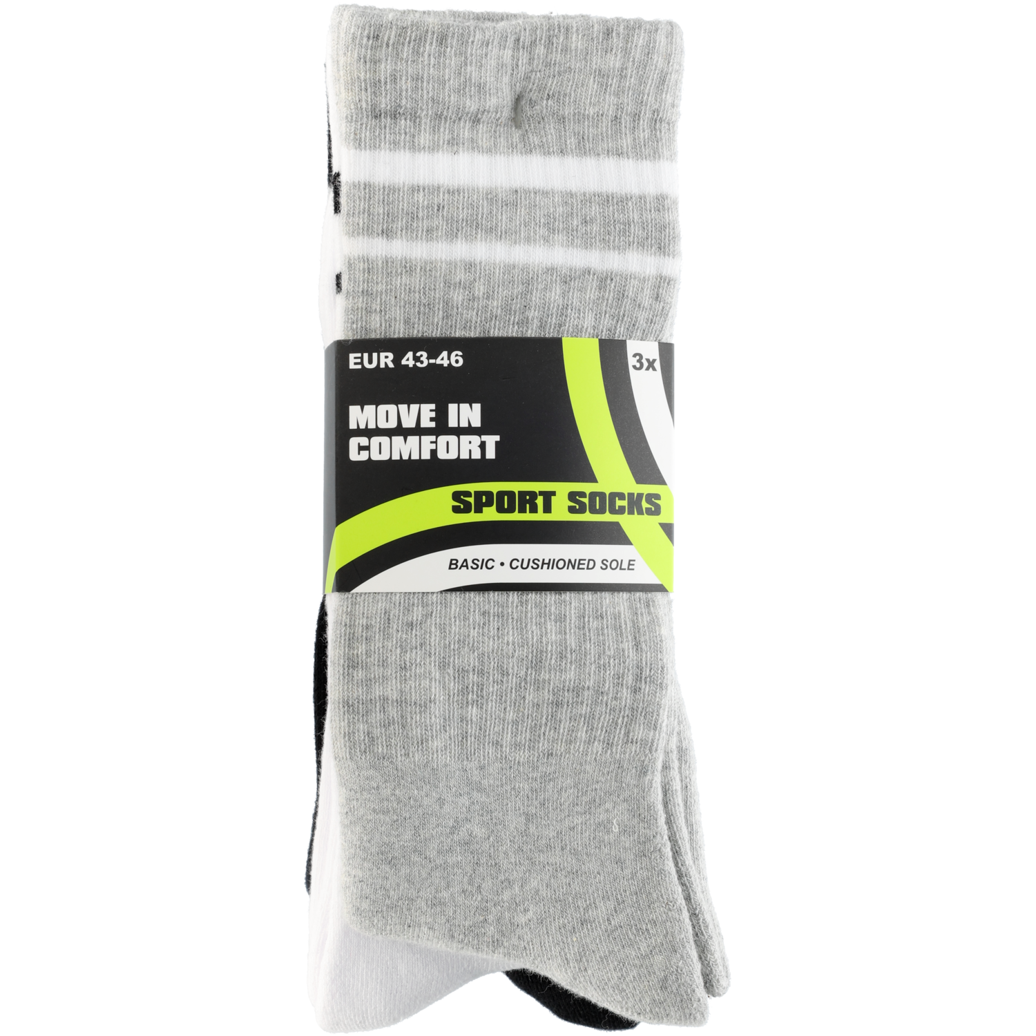 Sportsokken casual crew streep 3 st. mt 35-46 3ass