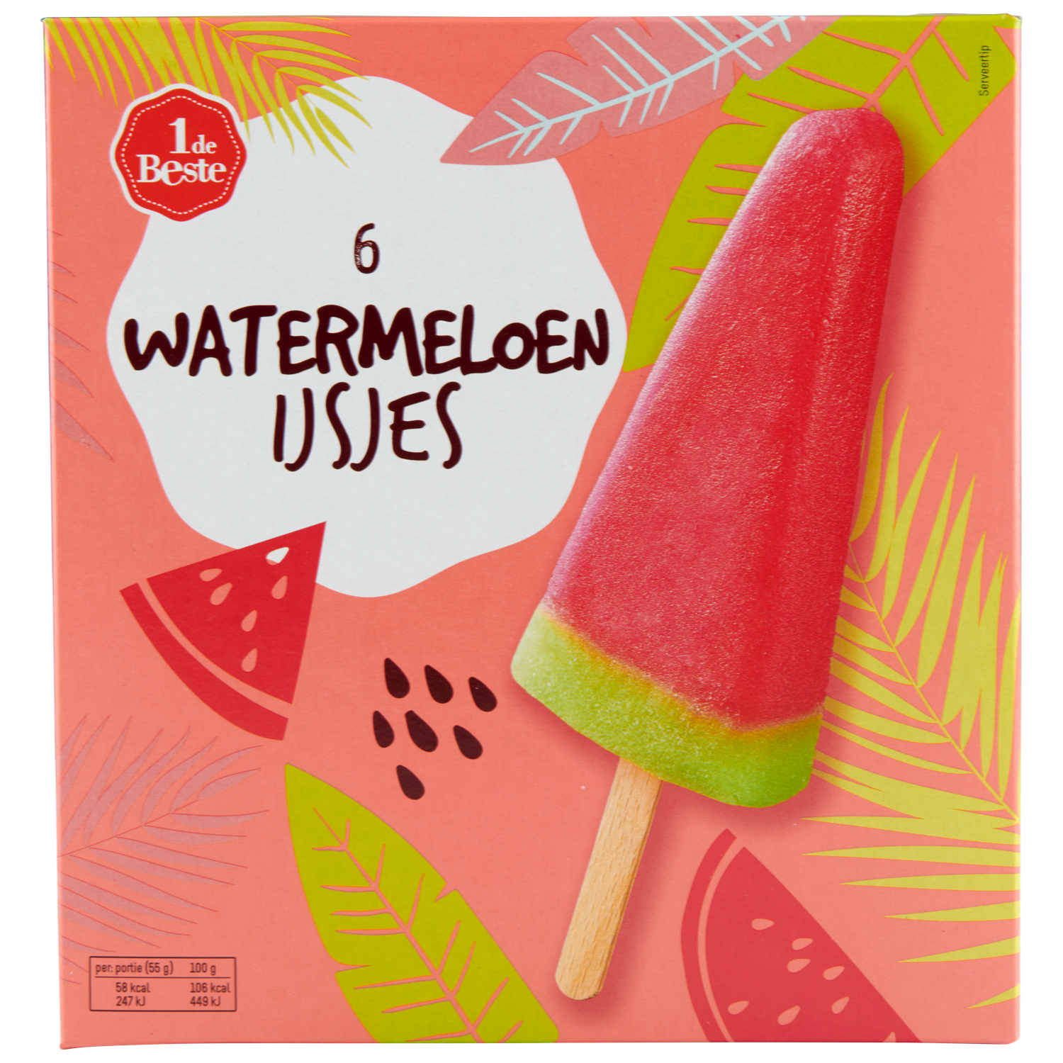 1 de Beste Watermeloenijsjes 6 stuks
