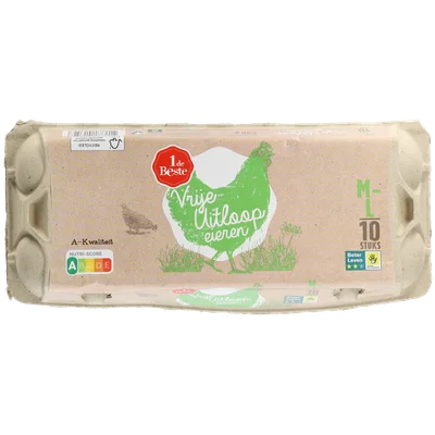 1 de Beste Vrije uitloop eieren wit M-L