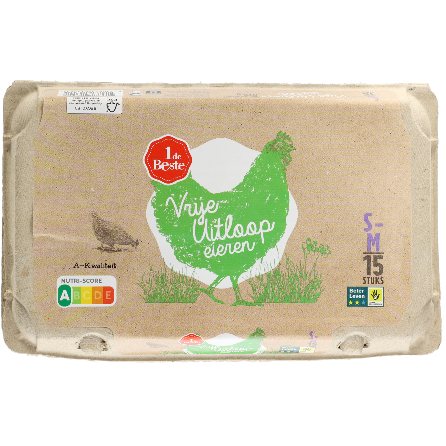 1 de Beste Vrije uitloop eieren wit S-M