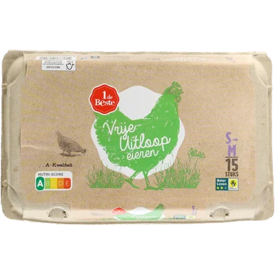 1 de Beste Vrije uitloop eieren wit S-M