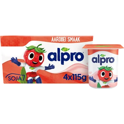 Alpro Kids yoghurtvariatie strawberry 4 st.