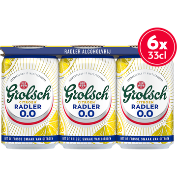 Grolsch - Citroen Radler - 0.0% Alcoholvrij - Blik - 6 x 330ML
