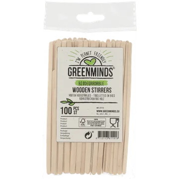 Greenminds Roerstaafjes Hout 100 stuks