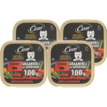 Cesar Natural Goodness - Nat Hondenvoer - Rundvlees 4 x 100g