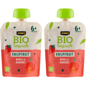 Jumbo Biologisch Knijpfruit Appel & Aardbei 6+ Maanden 2 x 90 g