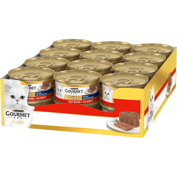 Gourmet Gold Mousse Kattenvoer nat met Rund 24 x 85g