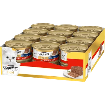 Gourmet Gold Mousse Kattenvoer nat met Rund 24 x 85g