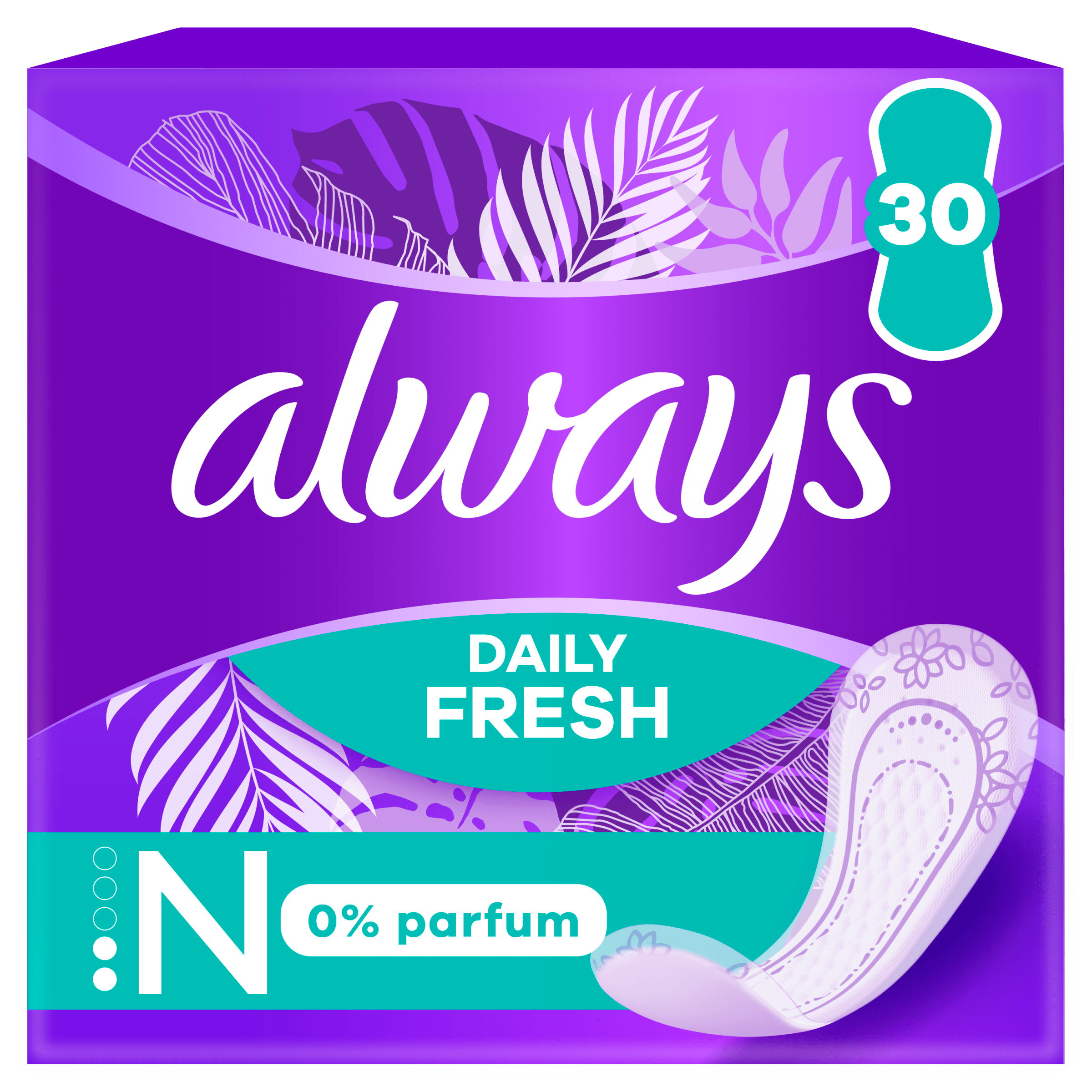 Always Inlegkruisjes fresh normal 0% perfume Doos 58 st