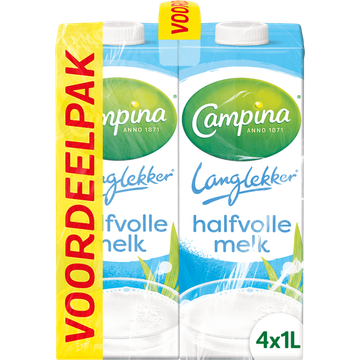 Campina Langlekker halfvolle melk voordeel 4 x 1 L