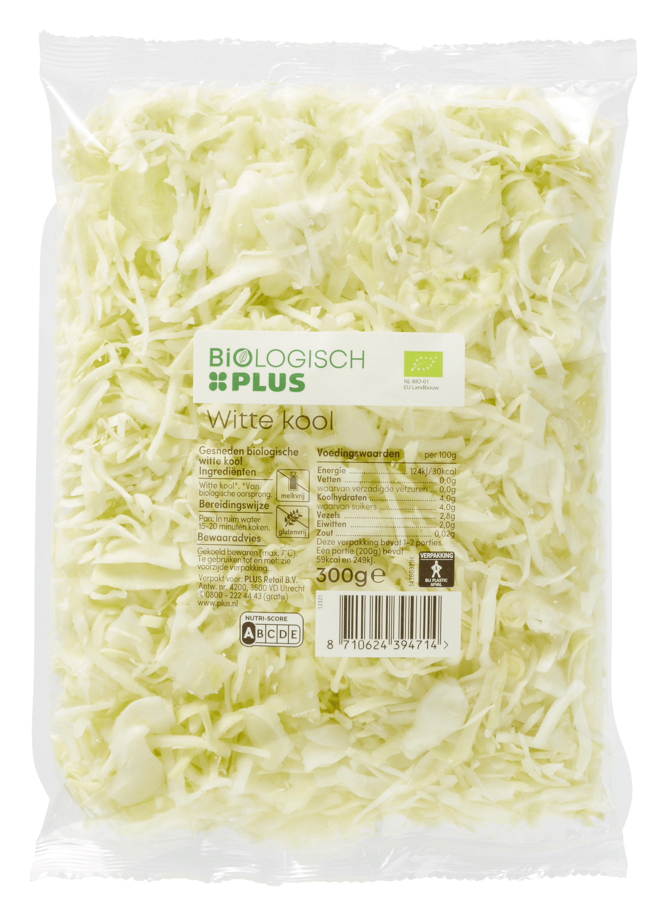Biologisch PLUS Witte kool biologisch Zak 300 g
