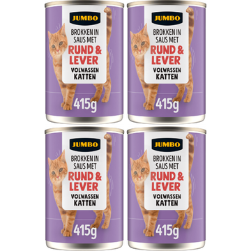 Jumbo Brokken in Saus met Rund & Lever 4 x 415 g