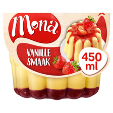 Mona Vanillesmaak Pudding met Aardbeiensaus