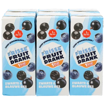 1 de Beste Frisse fruitdrank zwart en blauwe bes 1kcal 6 st.