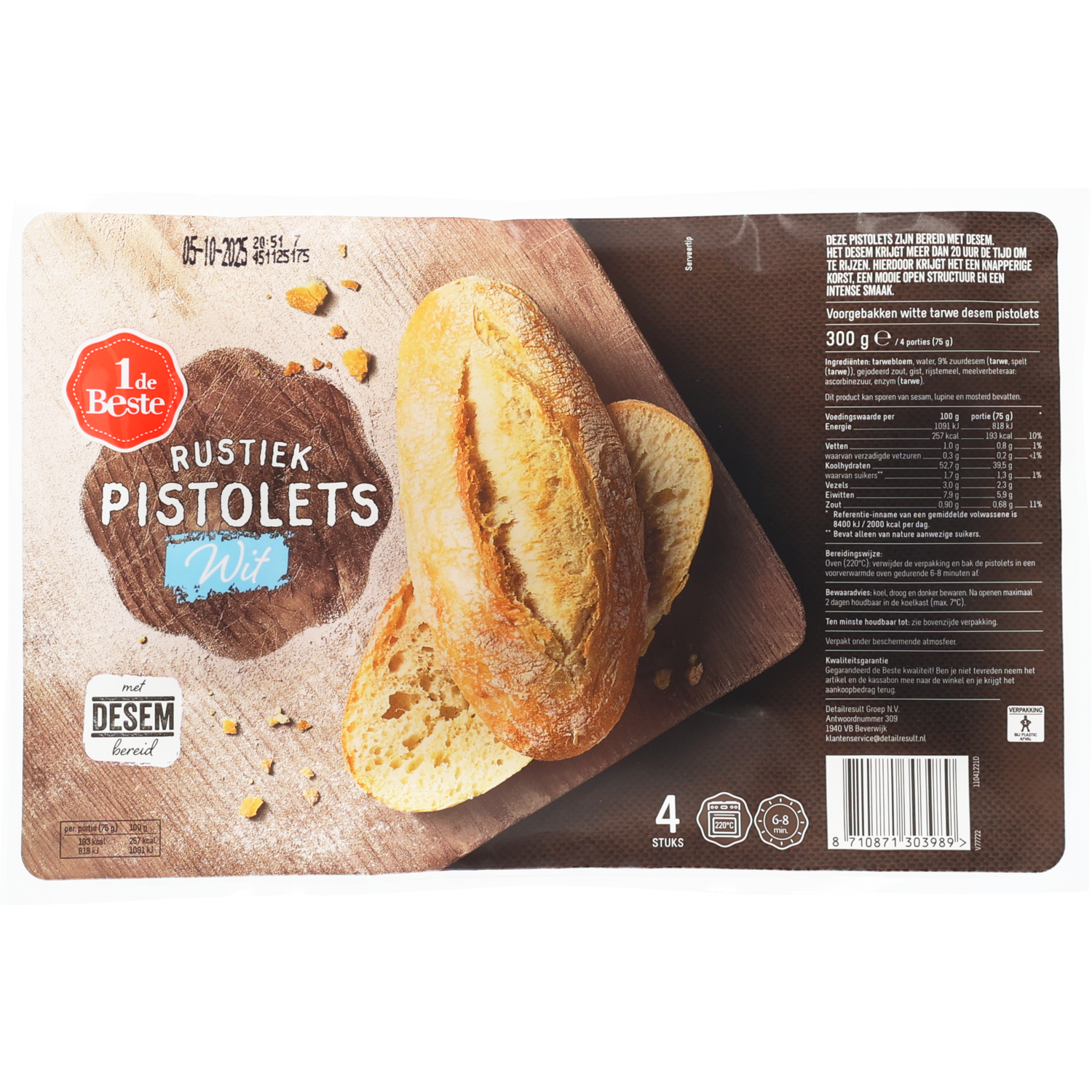 1 de Beste Pistolet rustiek wit 4 stuks