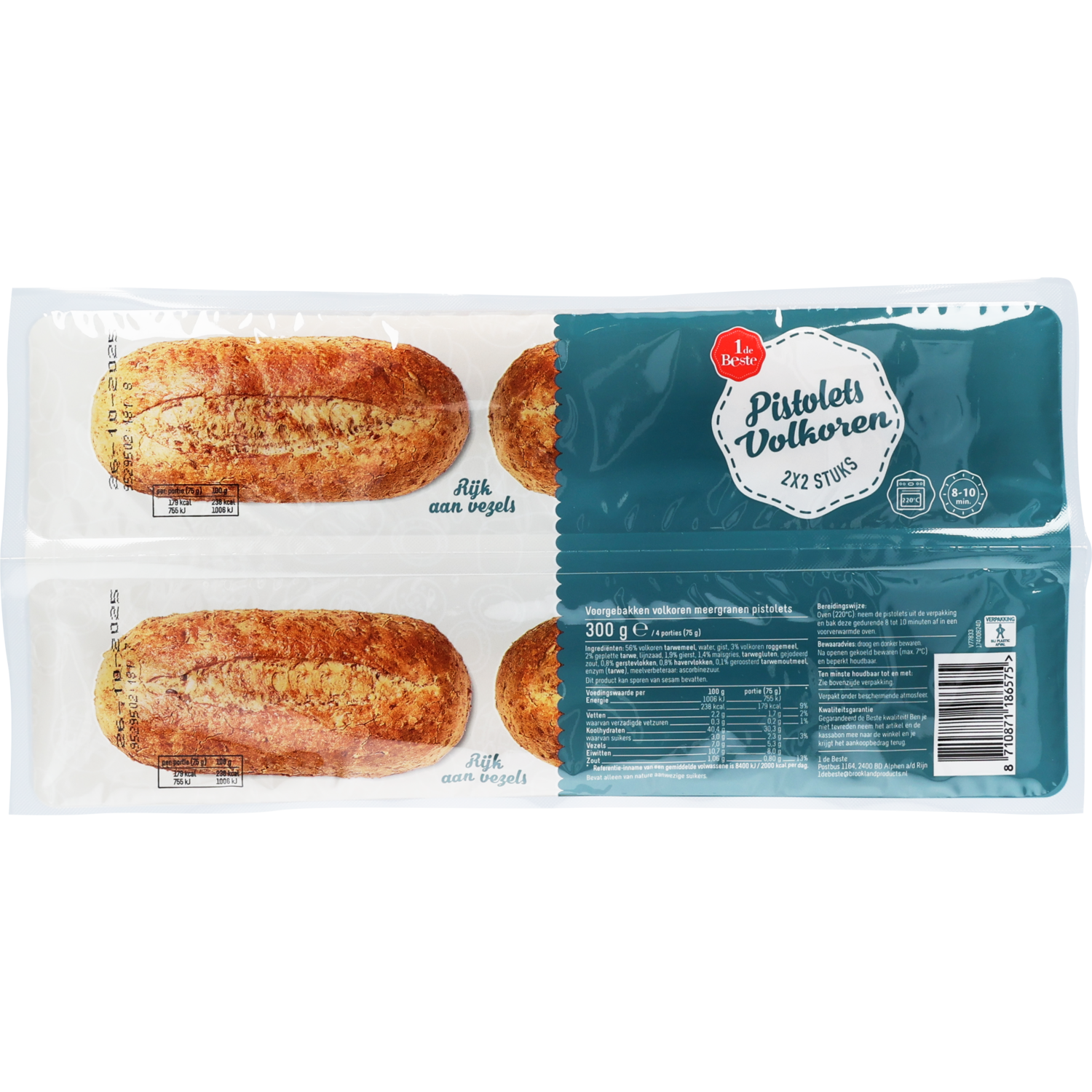 1 de Beste Pistolets meergranen 4 stuks