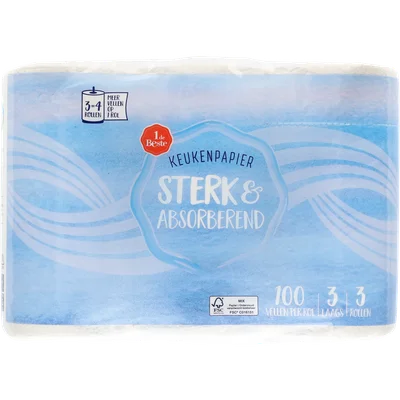 1 de Beste Keukenpapier 3 rollen 3 laags