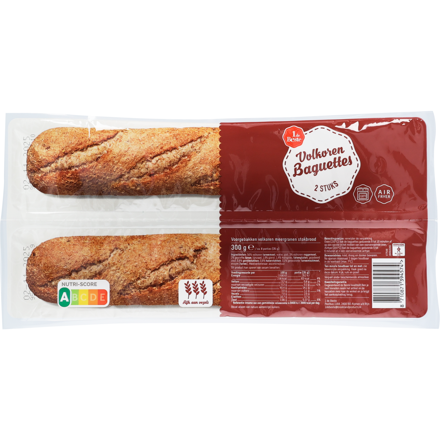 1 de Beste Baguettes volkoren 2 st.