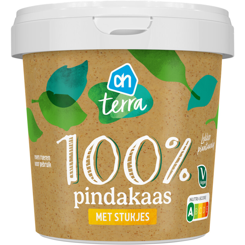 AH Terra Plantaardig 100% pindakaas met stukjes